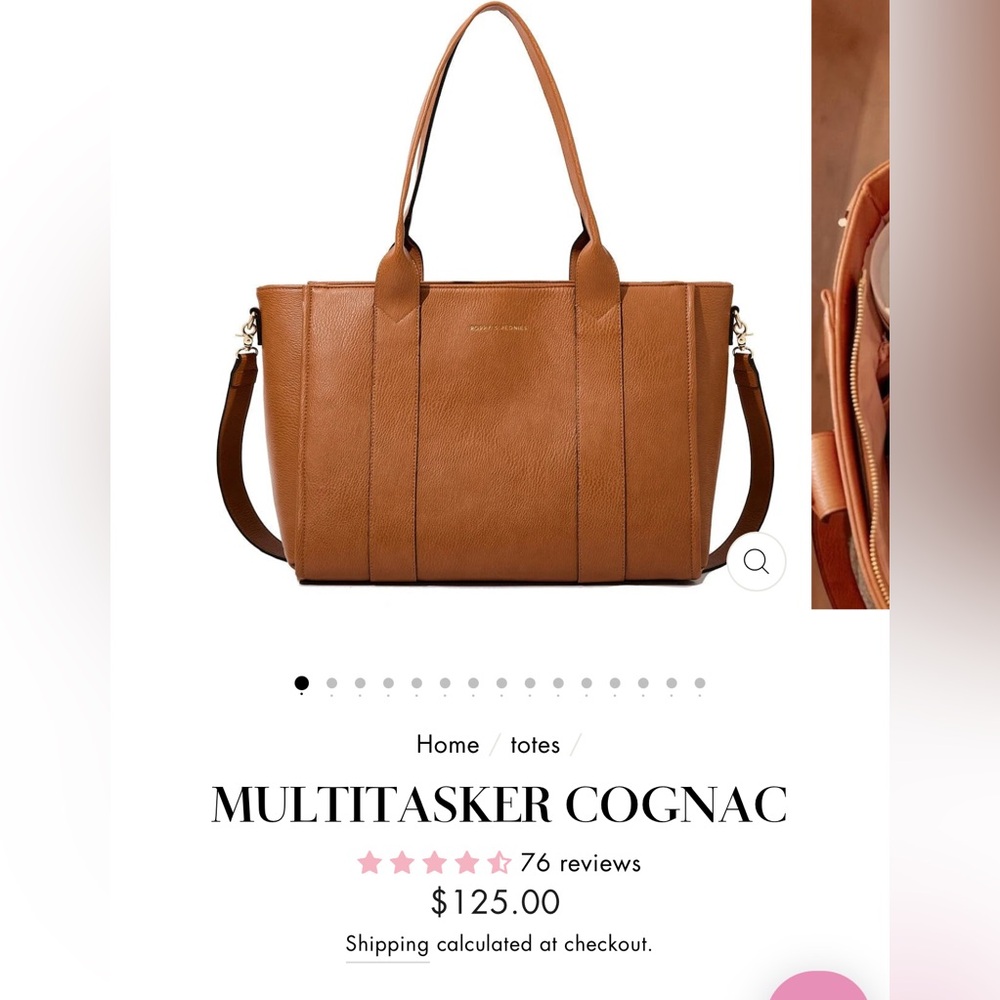 👜🌸Poppy & Peonies Cognac Multitasker Tote! 16" Laptop, Stanley tons of pockets